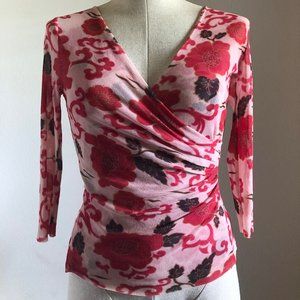 Floral Wrap Mesh Top